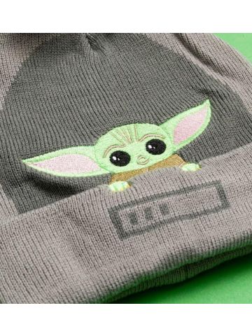 Star Wars Mandalorian Child Knitted Bobble Hat Grey