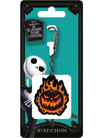 Pyramid International The Nightmare Before Christmas Keyring (Flaming Pumpkin Design) Keychain with Clip, Great Nightmare Before Christmas Gifts - Official Merchandise