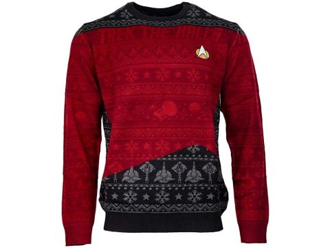 Star Trek 'Trek The Halls' Unisex Knitted Christmas Jumper, X-Large -Official Star Trek Merchandise