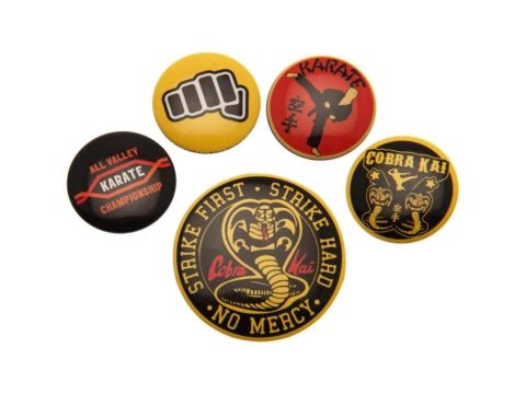 Cobra Kai No Mercy 5 Piece Button Badge Set