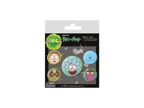 Cartoon Network Rick and Morty-Heads Badge Pack, Multi-Color, 10 x 12.5cm