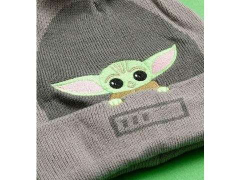 Star Wars Mandalorian Child Knitted Bobble Hat Grey